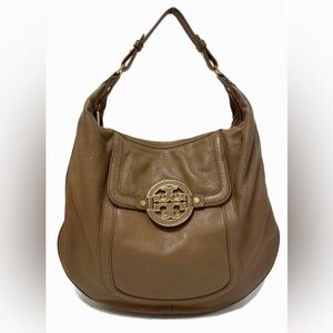 TORY BURCH Amanda Beige Leather Hobo Bag  with Gold Hardware LIKE NEW